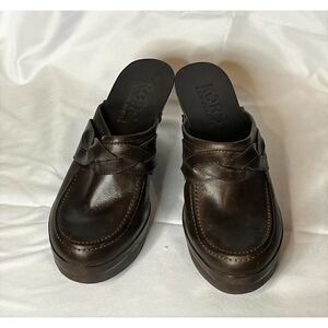 KORS Michael Kors Brown Leather Clog with Braid Size 6M